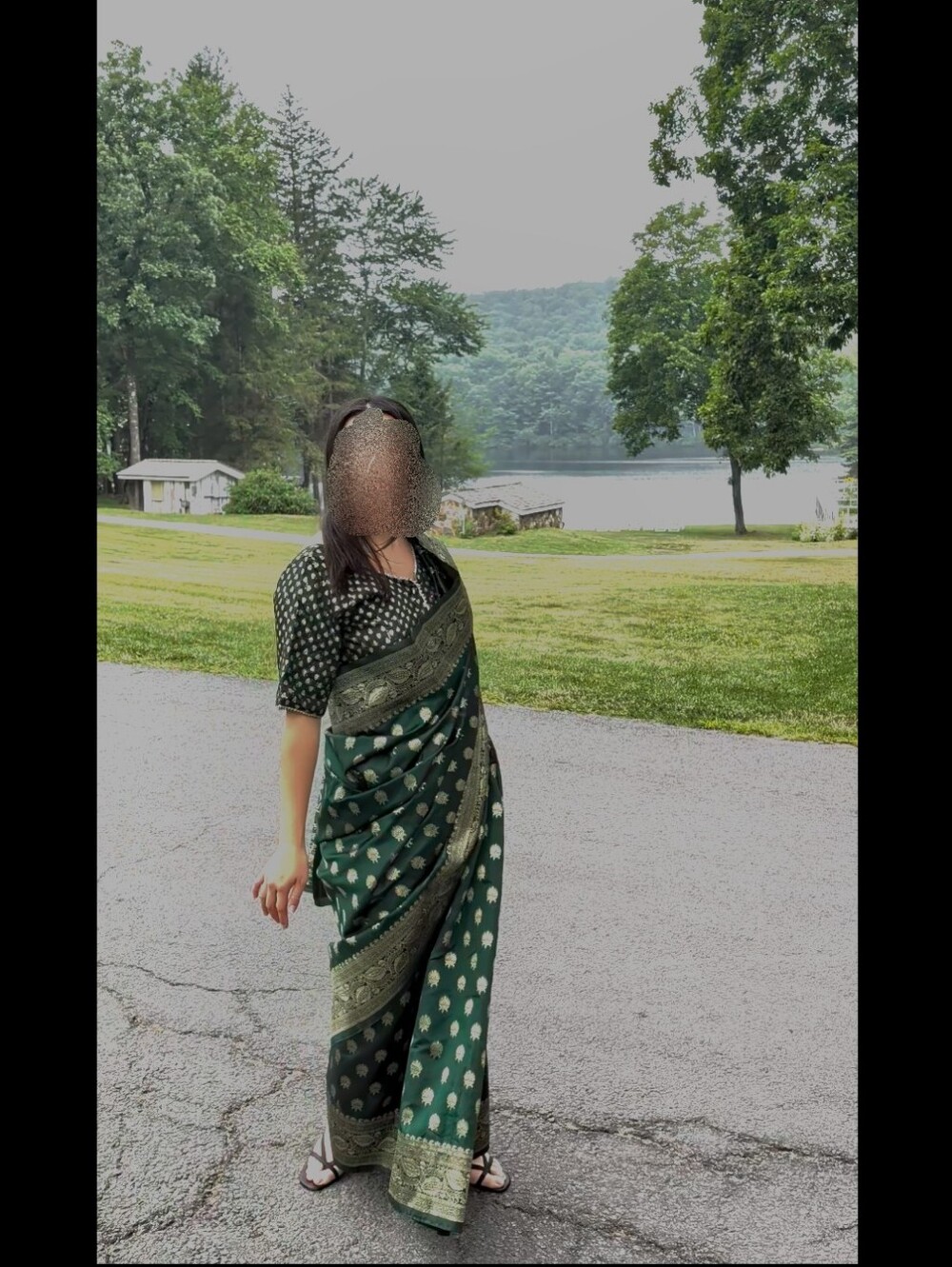 Dark Green Indian Sari Saree and Blouse